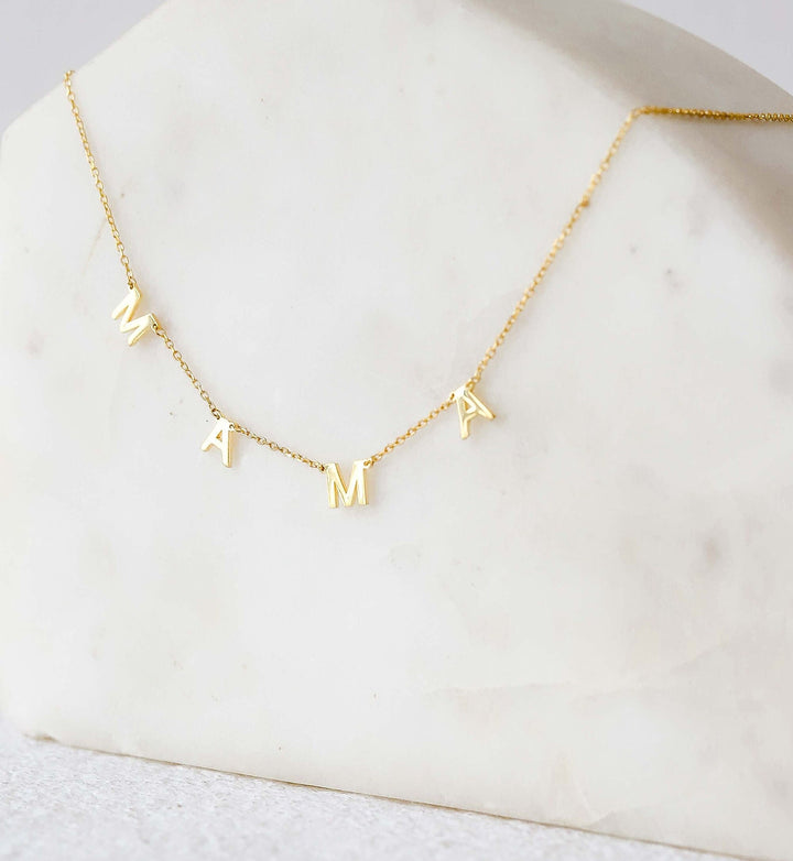 'Mama' Name Letter Gold Necklace for Women