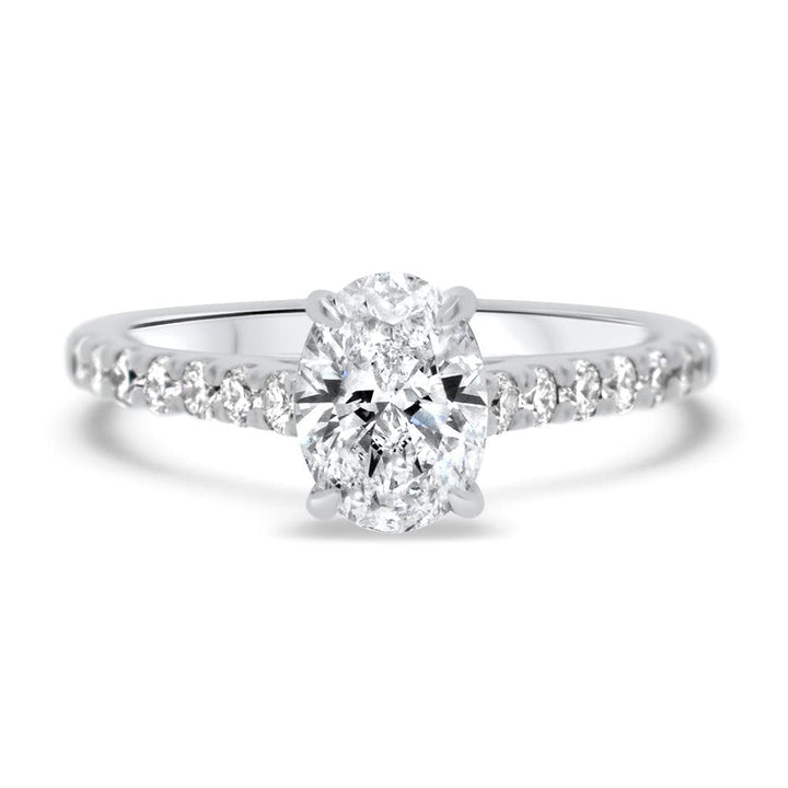 Oval Cut Moissanite Pave Diamond Engagement Ring for Women