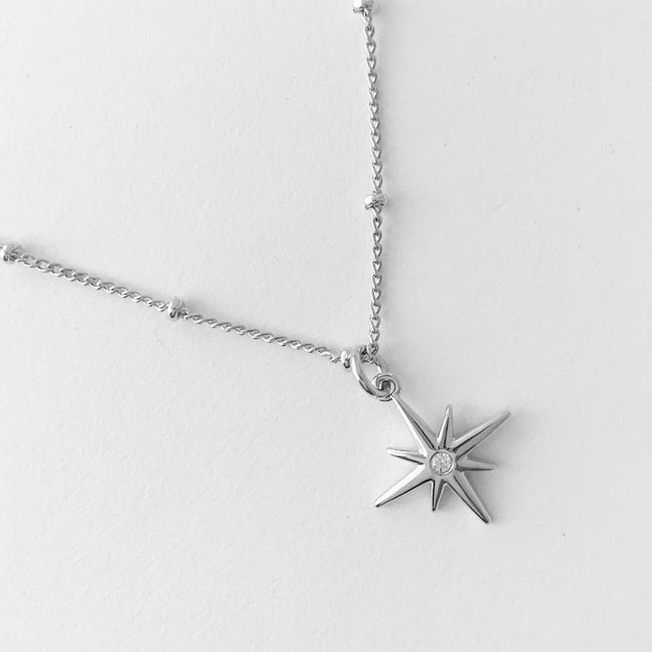 Round Cut Diamond North Star Pendant for Women