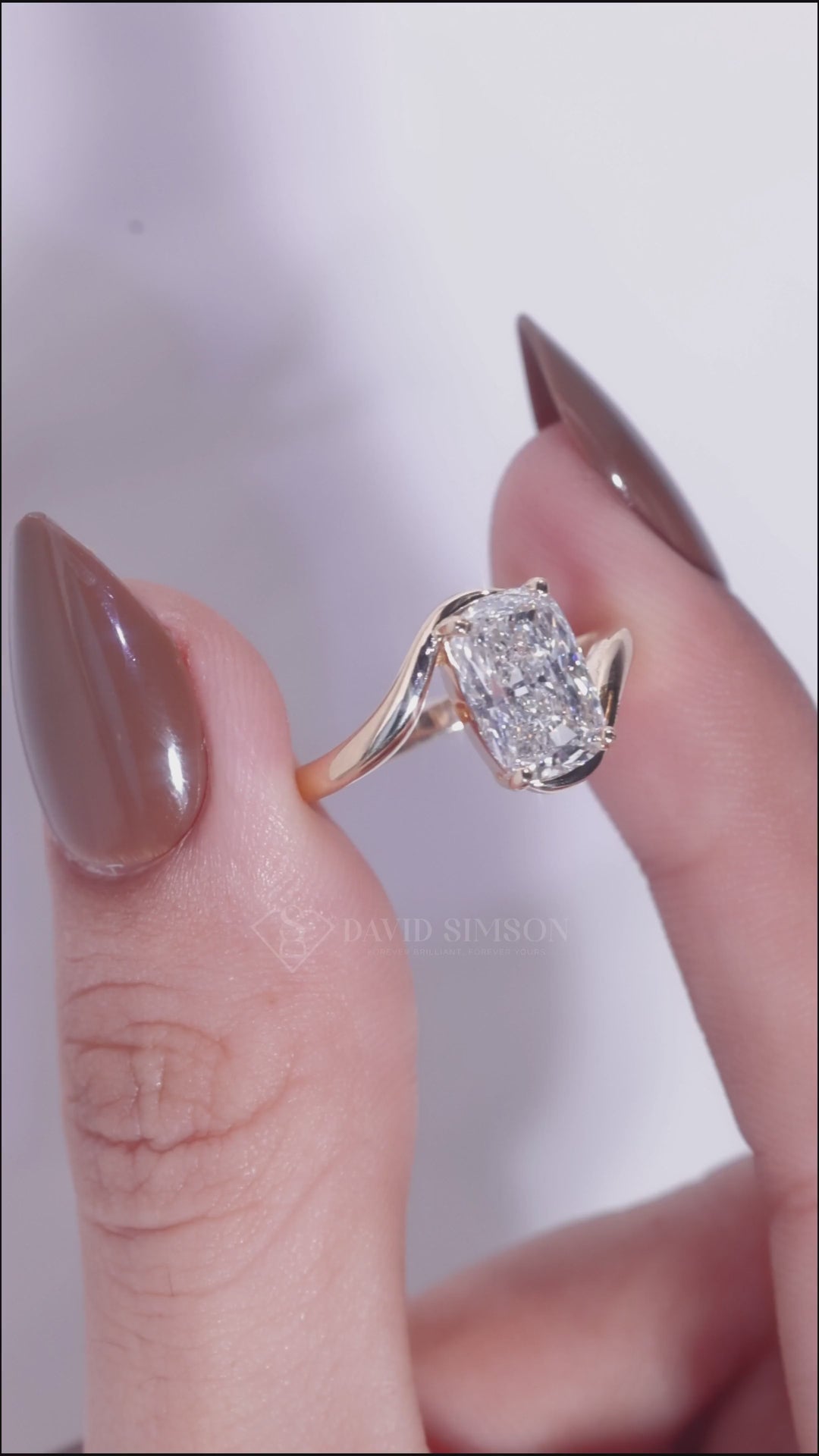 1.0CT-2.0CT Elongated Cushion Cut Moissanite Unique Bypass Engagement Ring