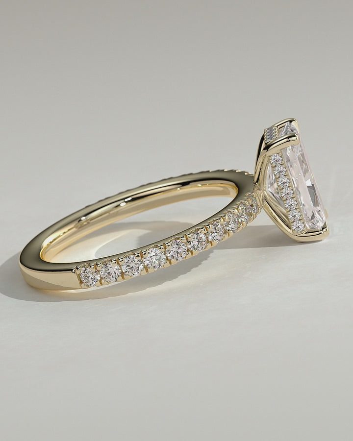 2.0CT to 3.0CT Radiant Lab Grown Diamond Hidden Halo Pave Engagement Ring
