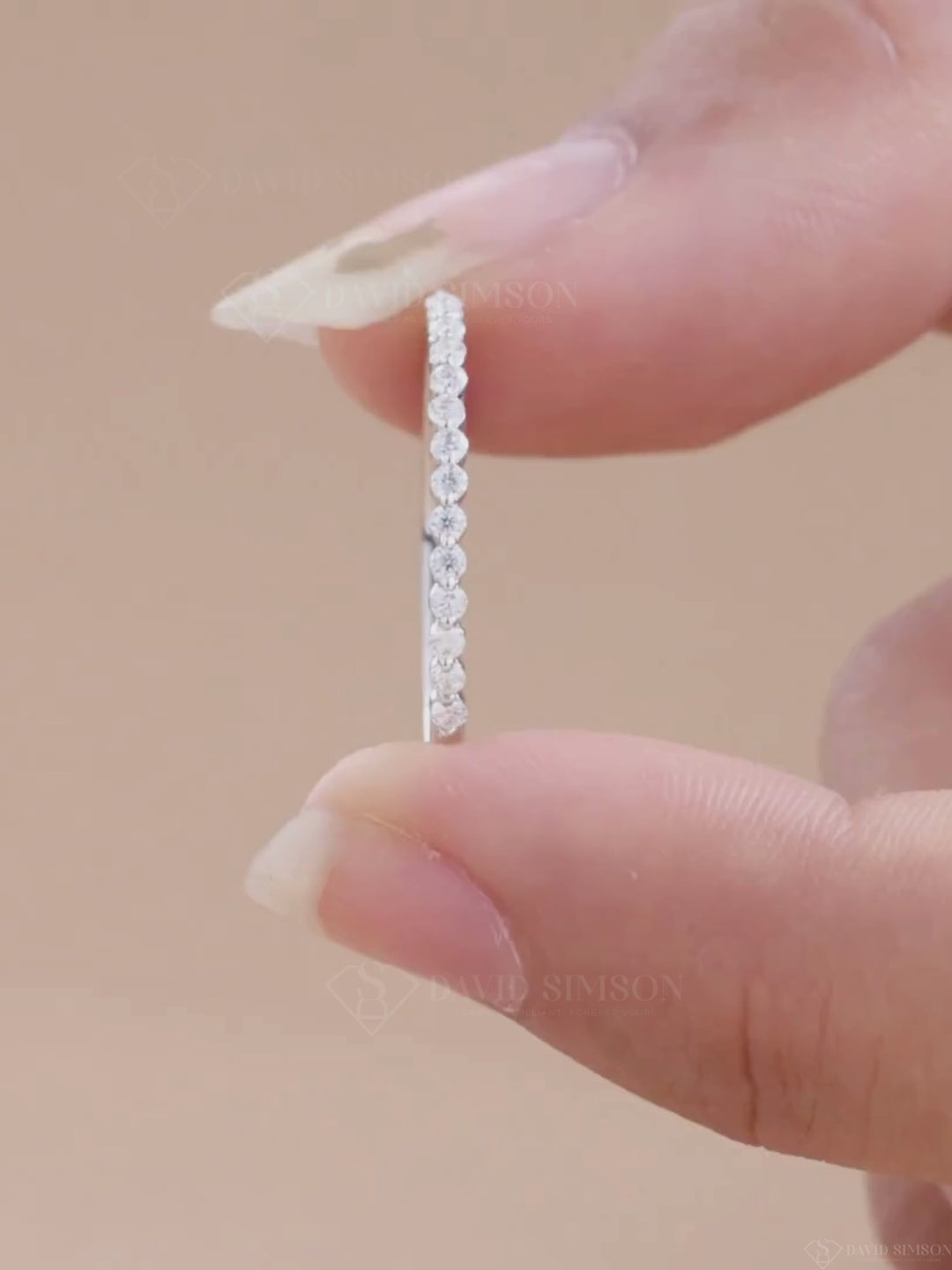 Round Cut Moissanite Diamond Half Eternity Wedding Band for Women