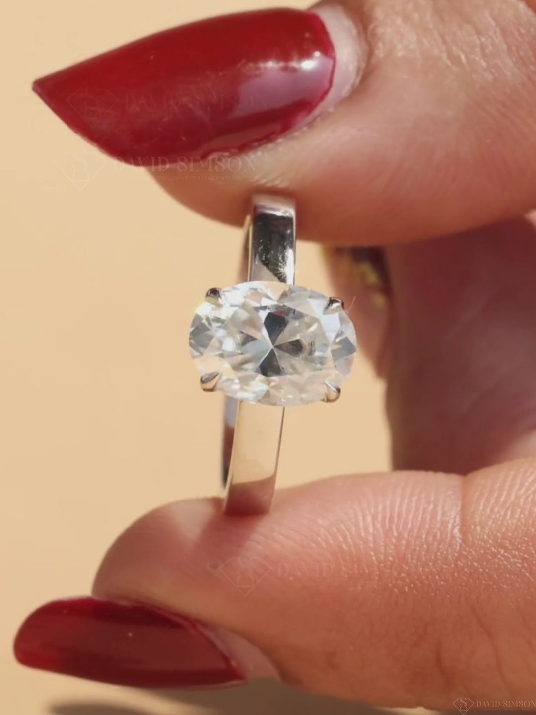 1.50CT-2.50CT Oval Cut Moissanite Diamond Thick Band Engagement Ring