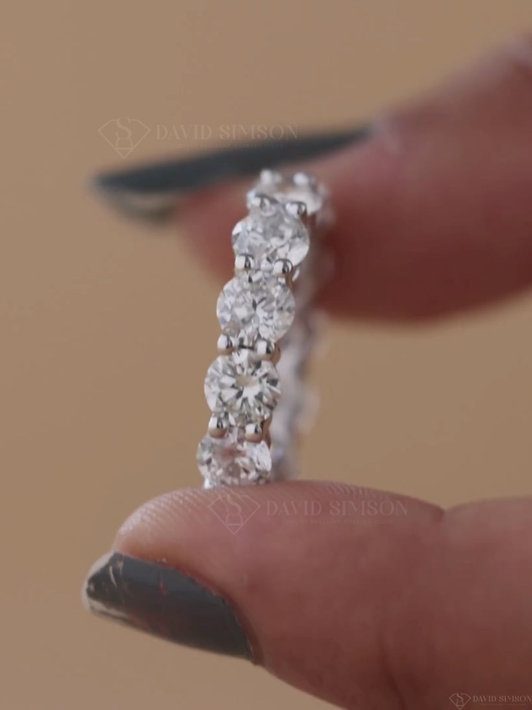 Round Cut Moissanite Diamond Full Eternity Matching Wedding Band