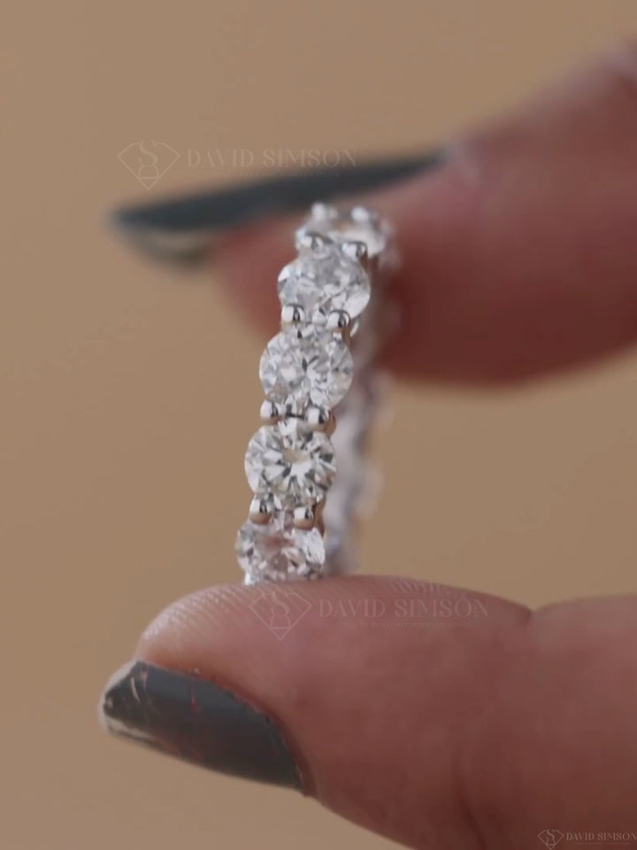 Round Cut Moissanite Diamond Full Eternity Matching Wedding Band