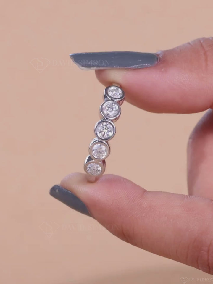 Bezel Set Round Cut Moissanite Diamond Eternity Wedding Band