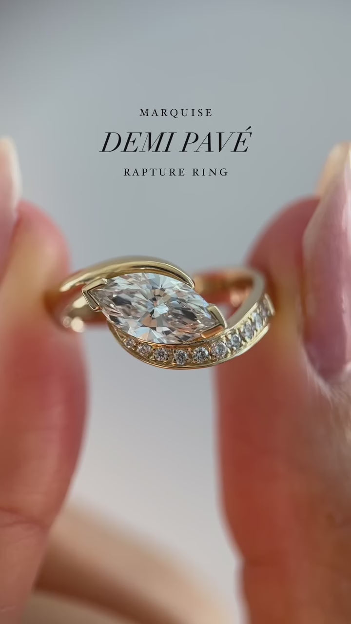 1.0CT-2.0CT Marquise Cut Moissanite Pave Diamond Engagement Ring