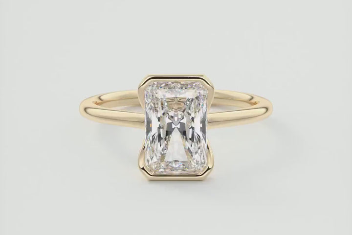 2CT Radiant Flush Stacking Half Bezel Solitaire Moissanite Engagement Ring