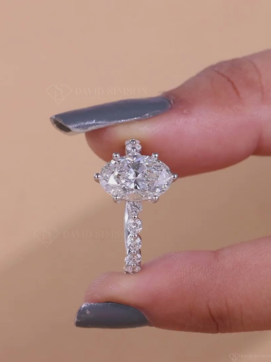 3.50CT-4.50CT Oval Cut Moissanite Diamond Floating Bubble Pave Engagement Ring