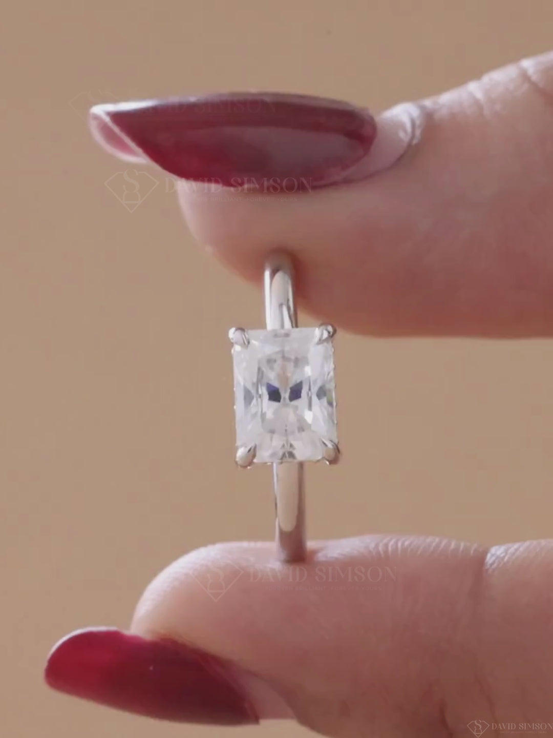 1.50CT-2.50CT Radiant Cut Moissanite Diamond Hidden Halo Engagement Ring