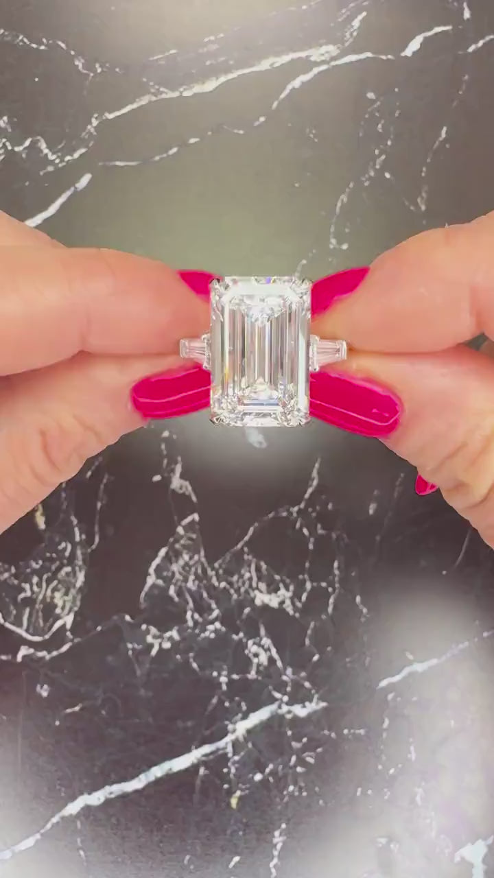 Amal Clooney Inspired Engagement Ring - 14.0CT Emerald Cut Diamond