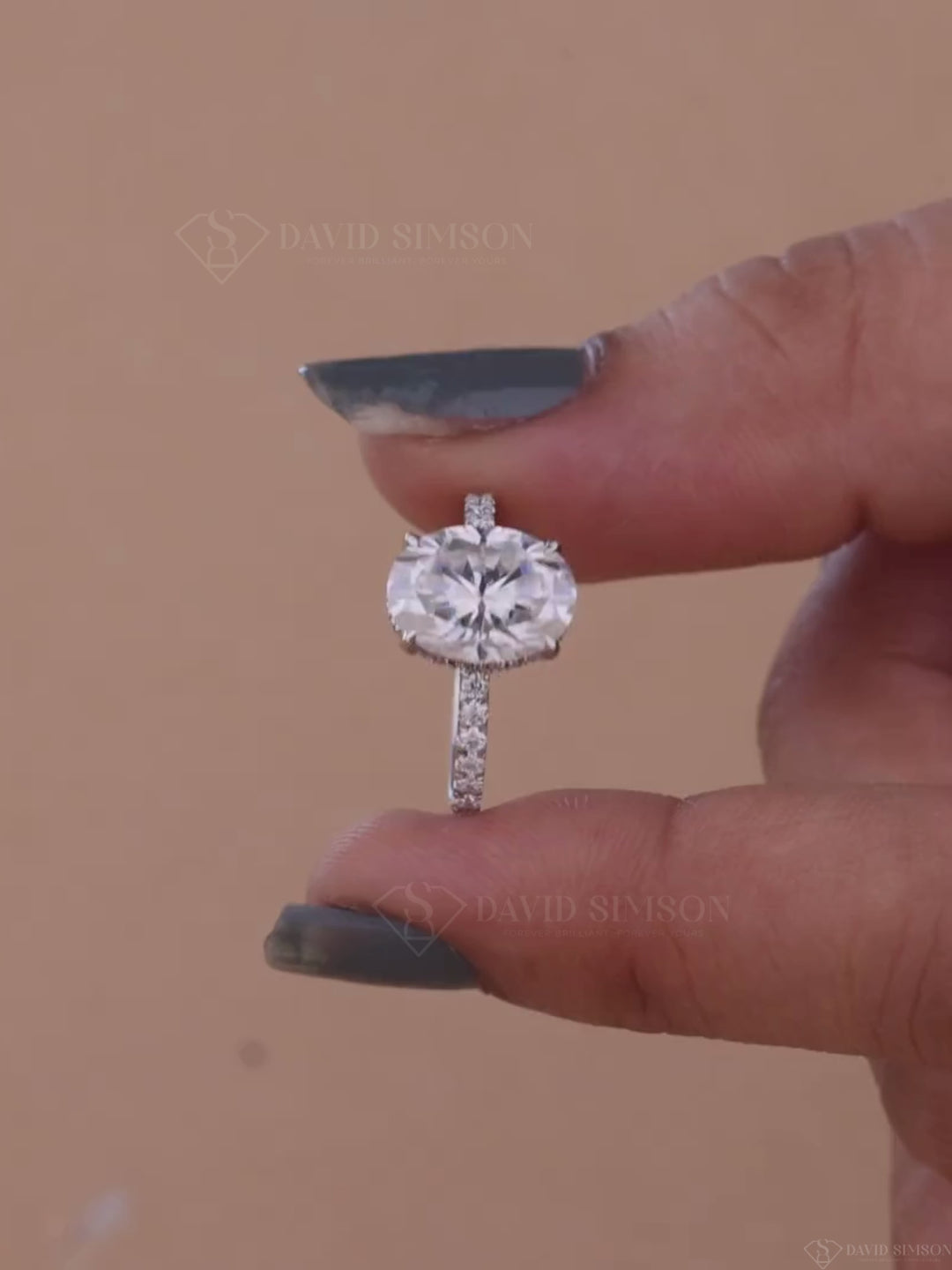 2.50CT-3.50CT Oval Cut Moissanite Hidden Halo Diamond Engagement Ring