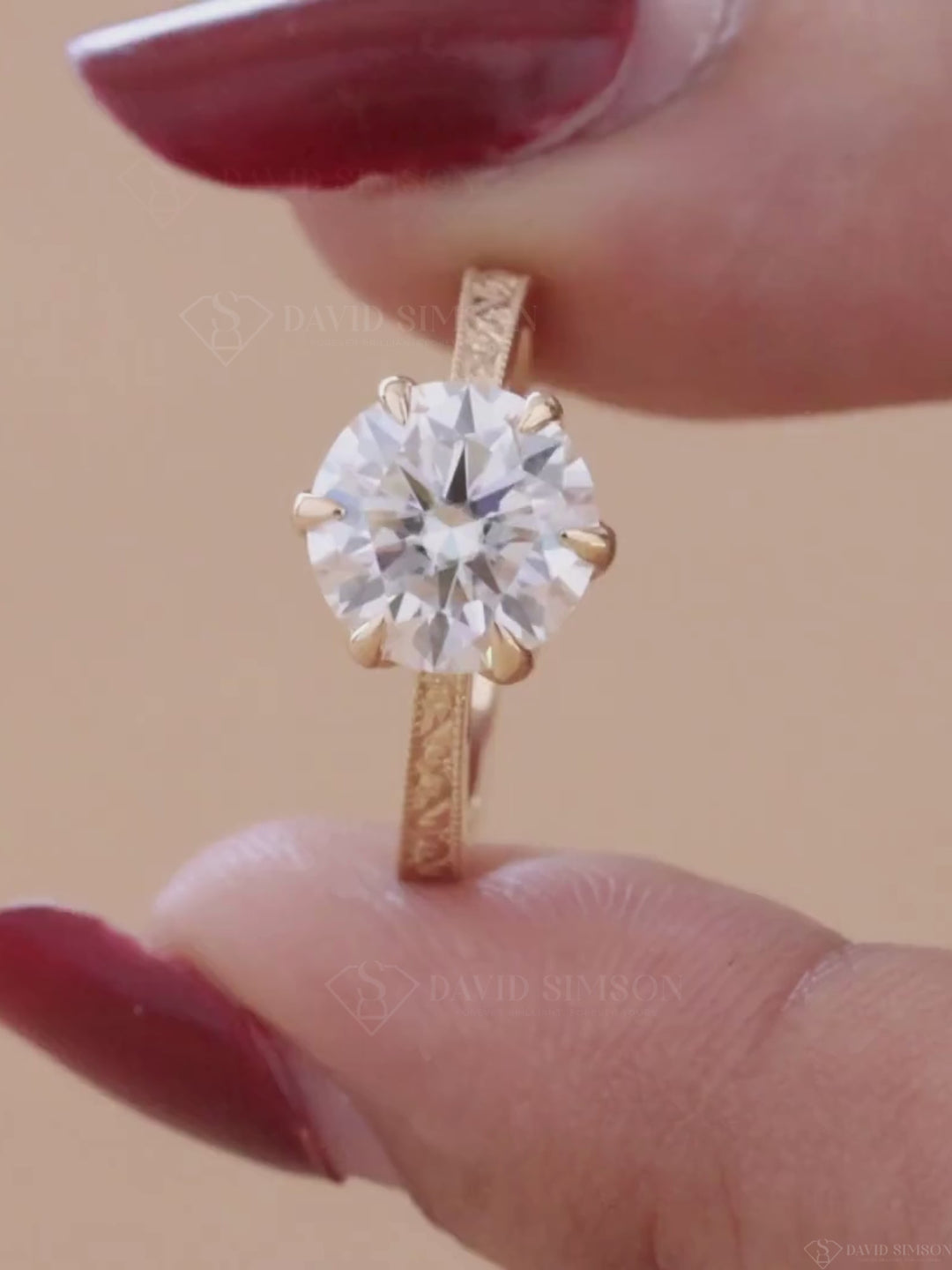 2.0CT-4.0CT Round Cut Vintage Pave Moissanite Engagement Ring