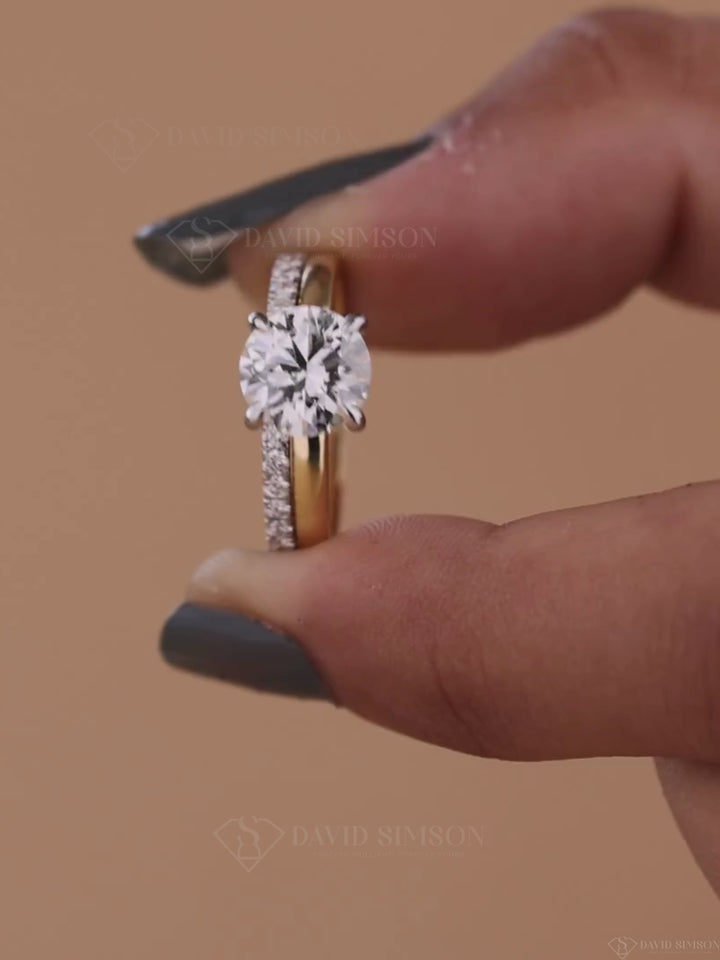 2.0CT-4.0CT Round Cut Moissanite Solitaire Diamond Engagement Ring