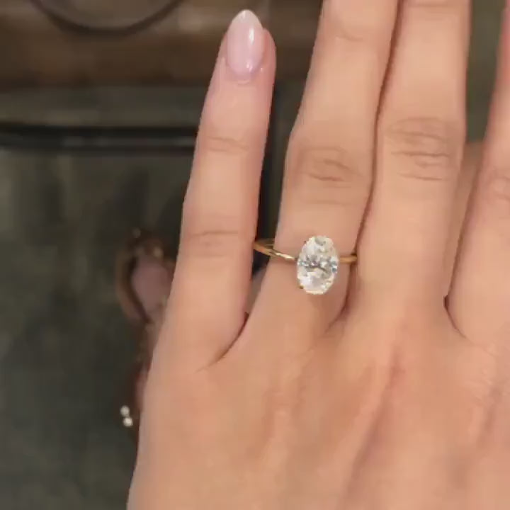 2.70CT Oval Cut Hidden Halo Moissanite Engagement Ring