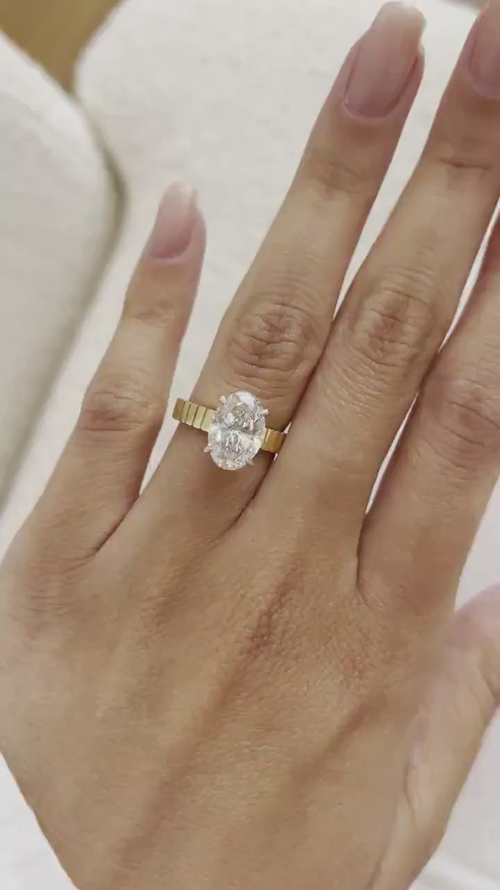 2.50CT Oval Cut Moissanite Thick Band Engagement Ring