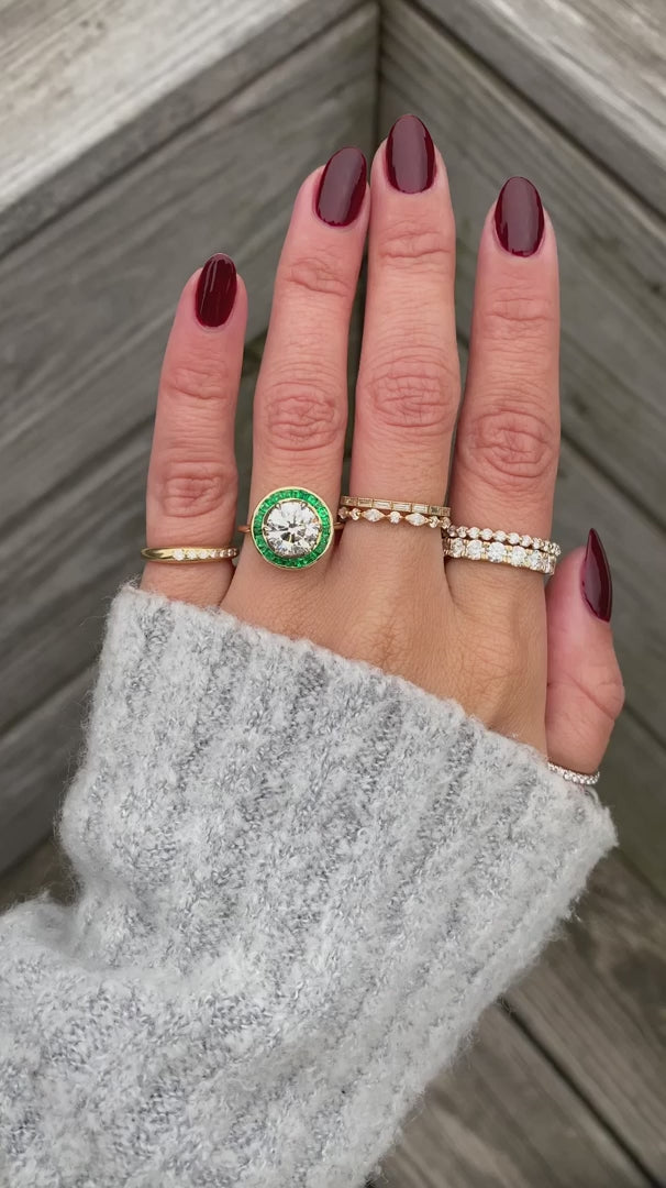 Olivia Wilde Engagement Ring - 4.0CT Round Diamond with Emerald Halo Diamond