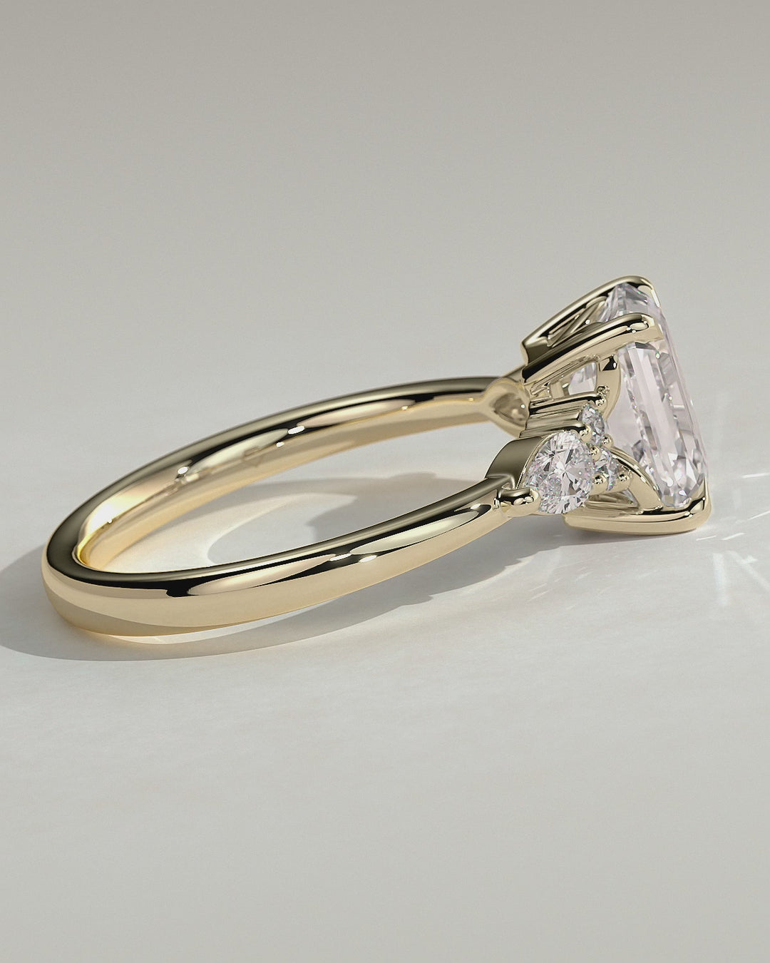 2.0CT to 3.0CT Emerald Cut Lab Grown Diamond Pear Side Stone Cluster Engagement Ring