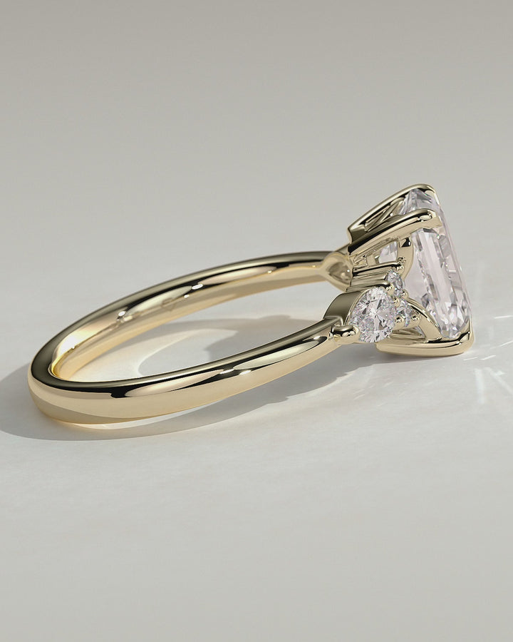2.0CT to 3.0CT Emerald Cut Lab Grown Diamond Pear Side Stone Cluster Engagement Ring