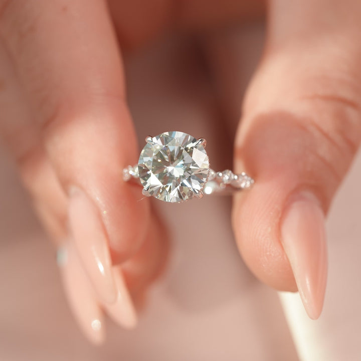 1.50CT Round Cut Moissanite Unique Engagement Ring