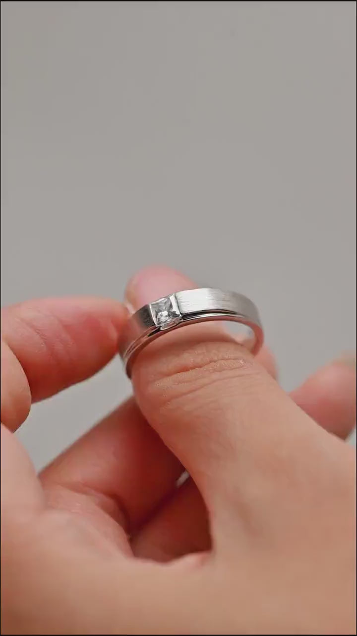 Princess Cut Moissanite Diamond Flush Set Wedding Band