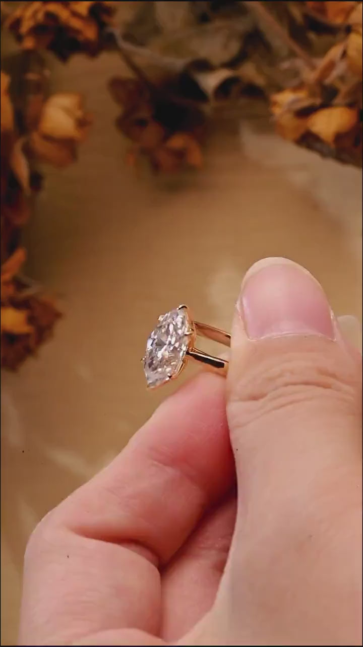 2.0CT-3.0CT Marquise Cut Moissanite Diamond Tulip Floral Engagement Ring