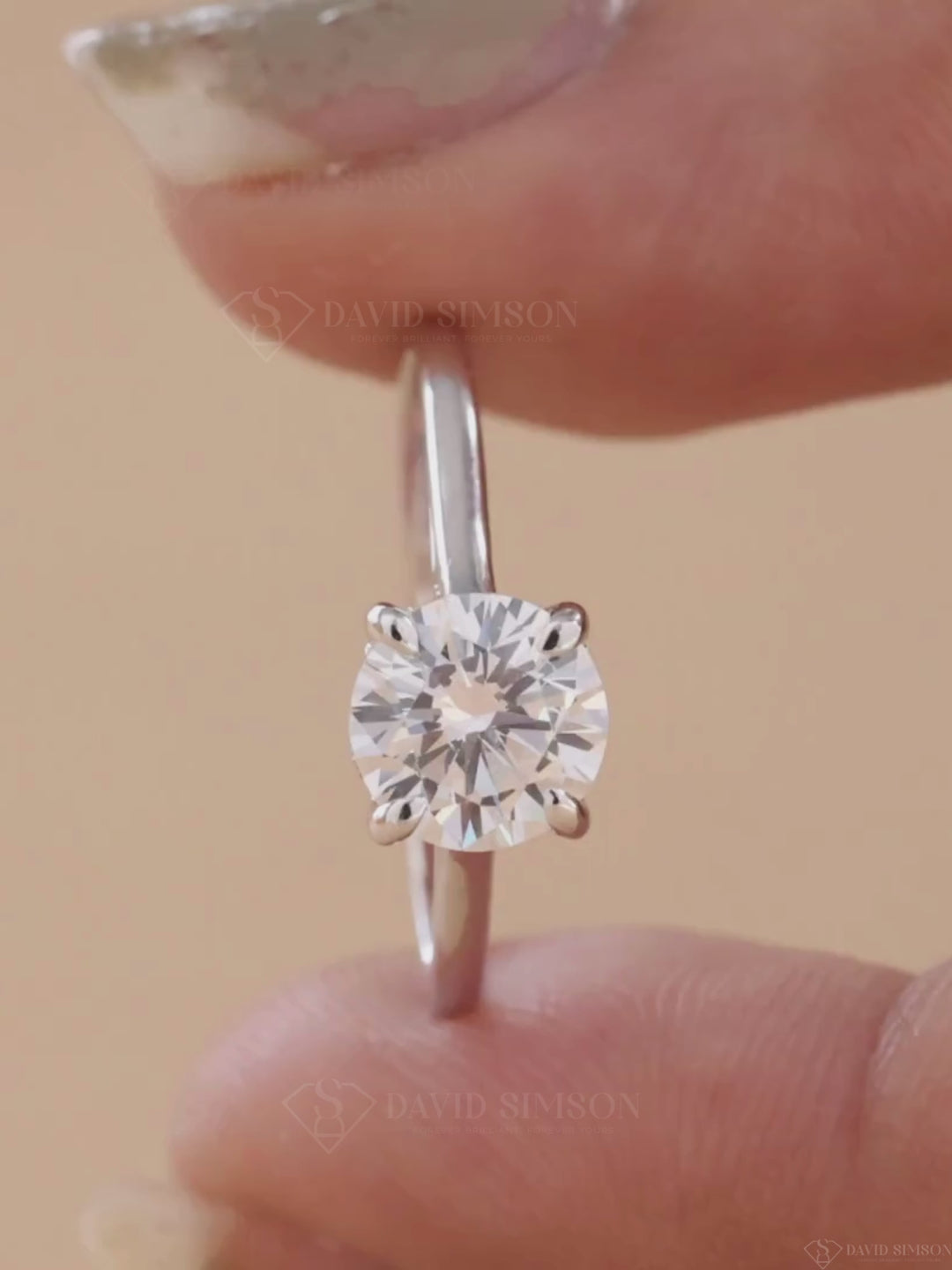 1.0CT-3.0CT Round Cut Moissanite Diamond Bridge Set Engagement Ring