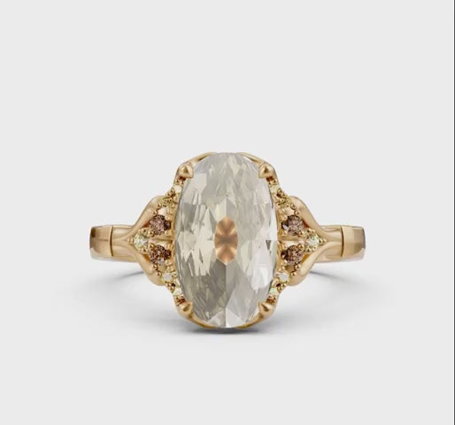 2.0CT-3.0CT Vintage Oval Old Cut Brown Vintage Inspired Engagement Ring