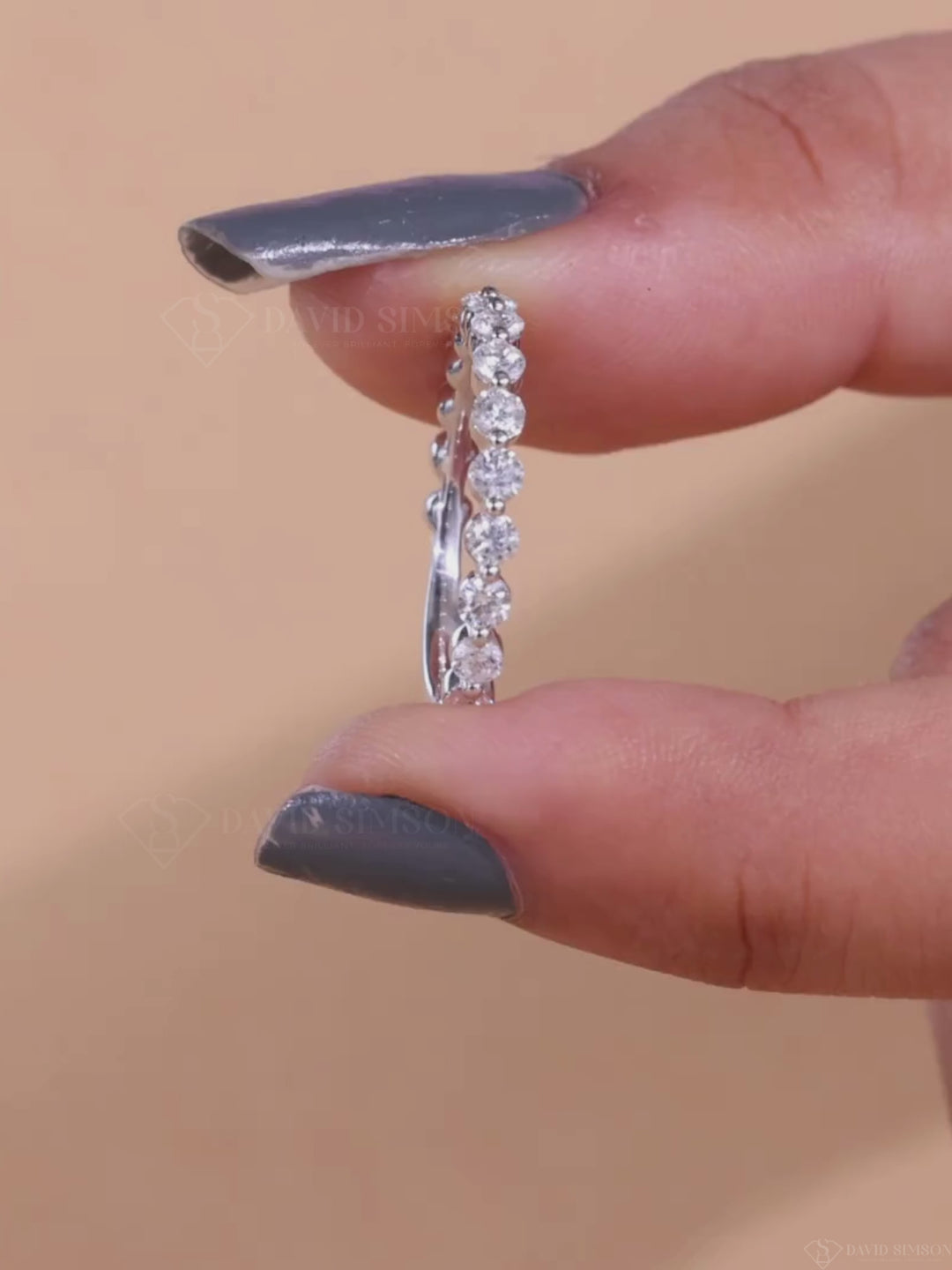 Round Cut Moissanite Diamond Half Eternity Wedding Band