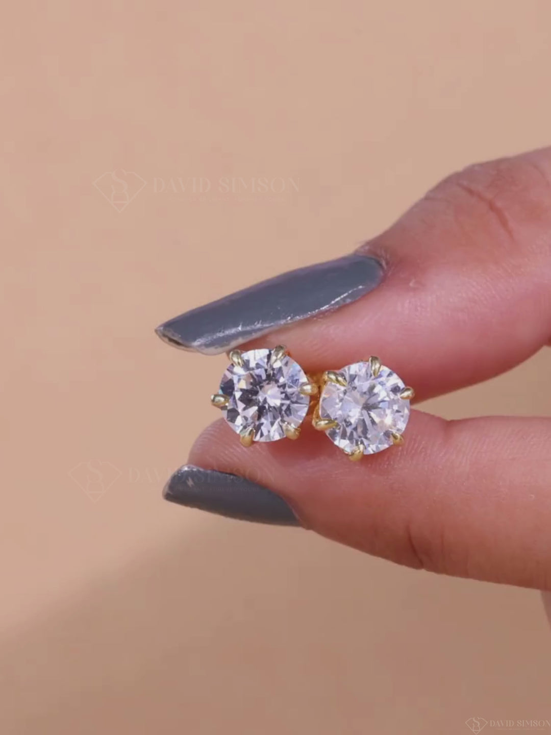 Round Cut Moissanite Diamond Stud Earrings for Her