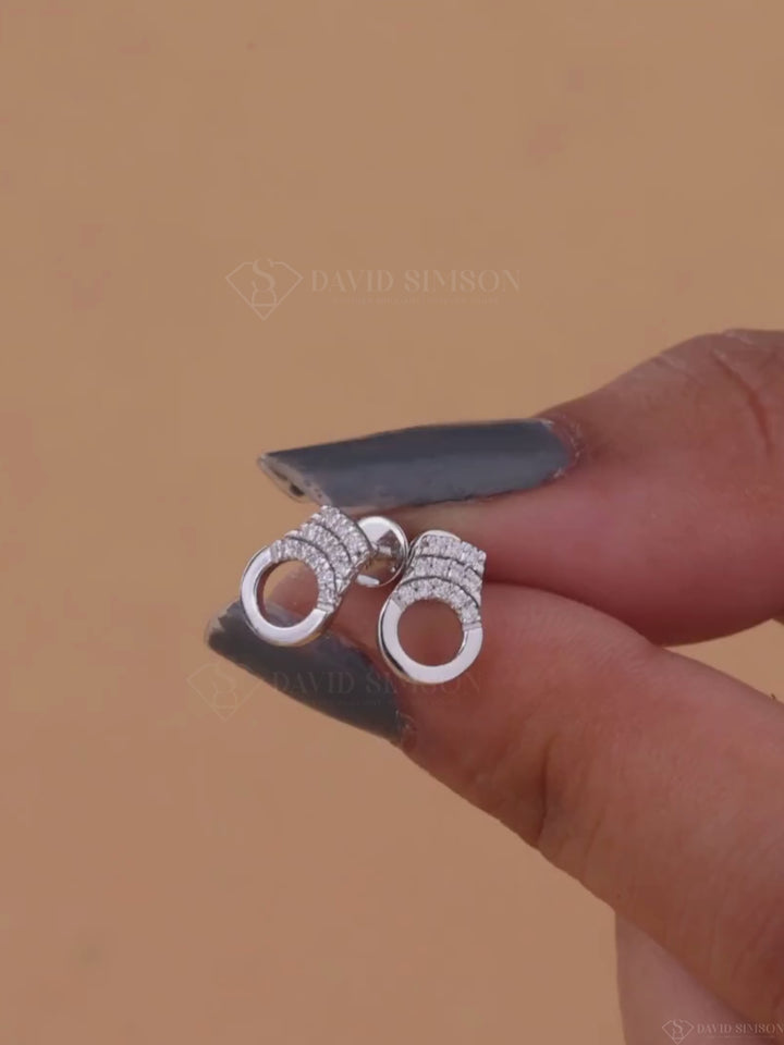 Round Cut Moissanite Diamond handcuffs Earrings for Women