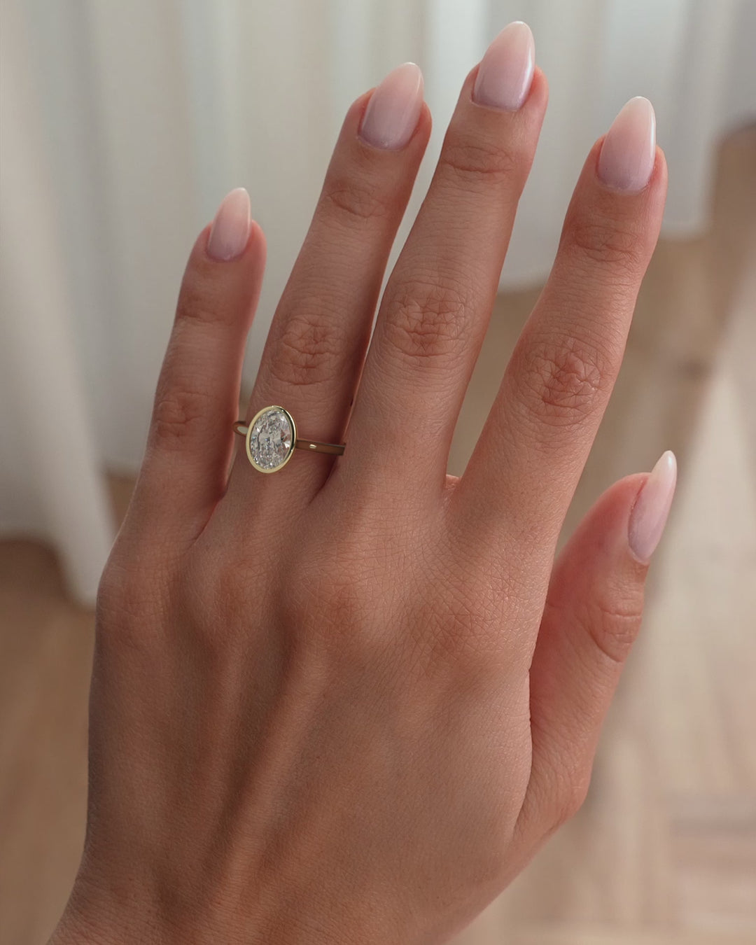 2.0CT to 3.0CT Oval Lab Grown Diamond Bezel Engagement Ring