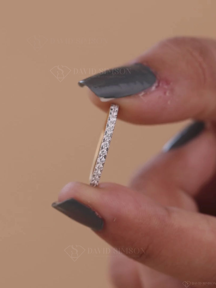 Round Cut Moissanite Diamond Eternity Stacking Wedding Band for Her