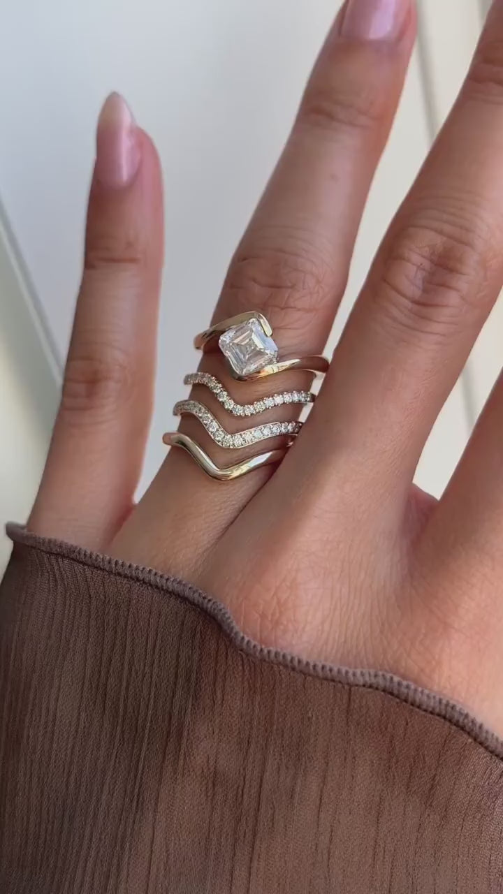 1.0CT-2.0CT Asscher Cut Moissanite Antique Engagement Ring