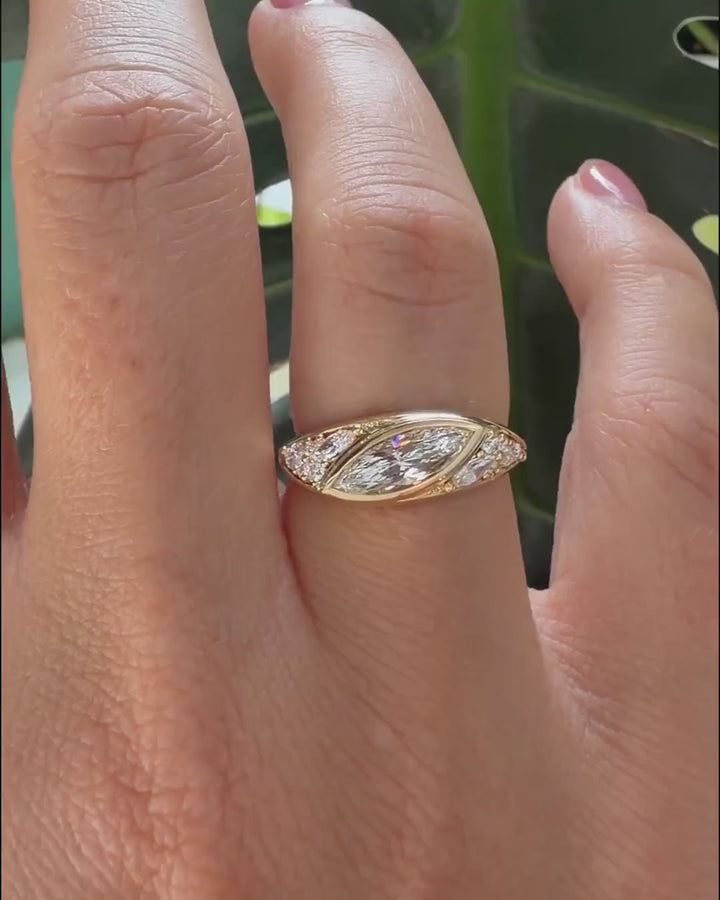 2.0CT to 3.0CT East West Marquise Cluster Lab Grown Diamond Engagement Ring For Her