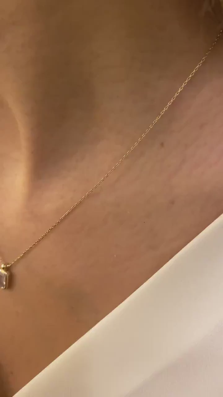 Bezel Set Emerald Cut Moissanite Necklace for Women