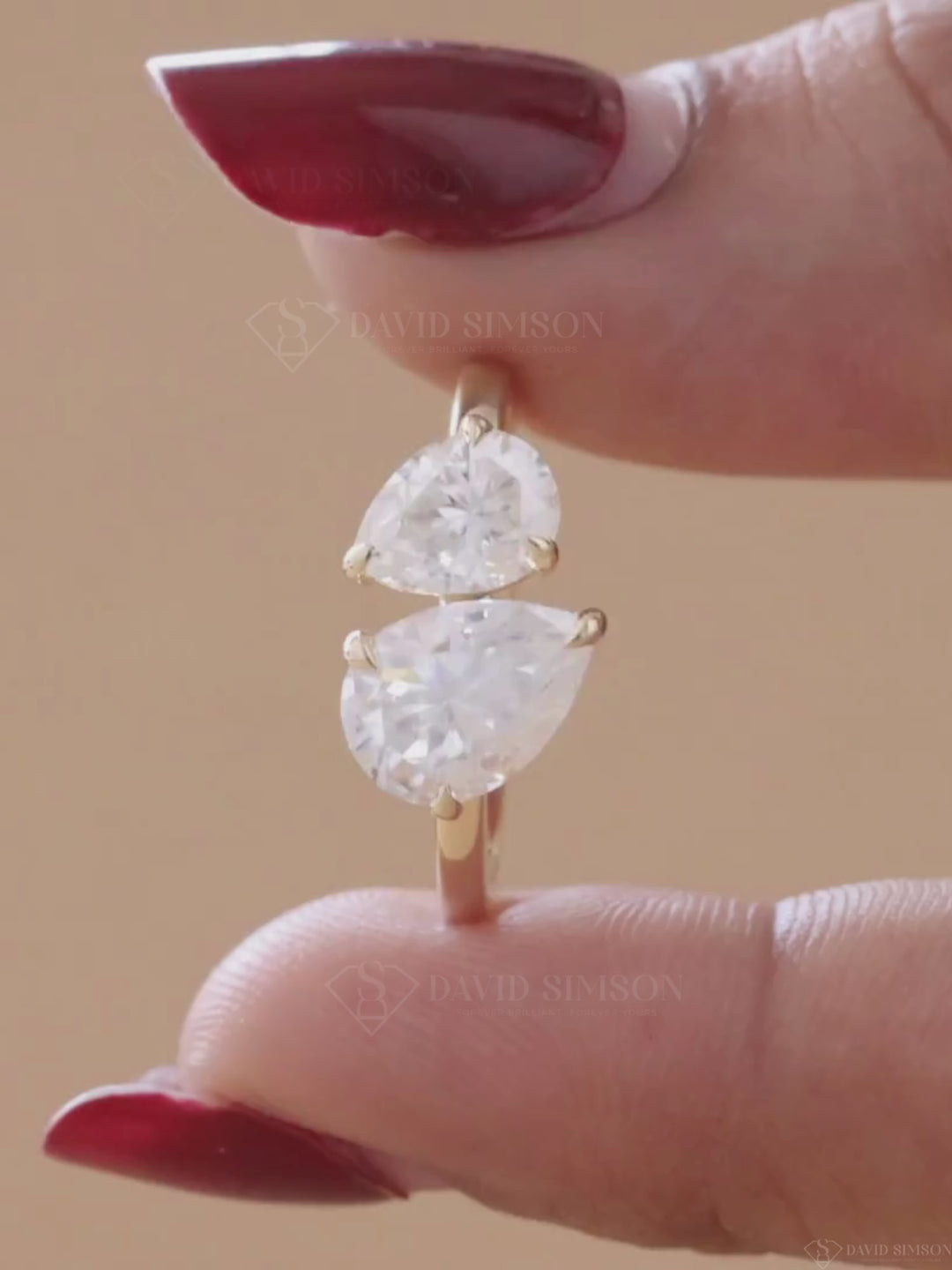 1.50CT-2.50CT Pear Cut Moissanite Toi et Moi Diamond Engagement Ring