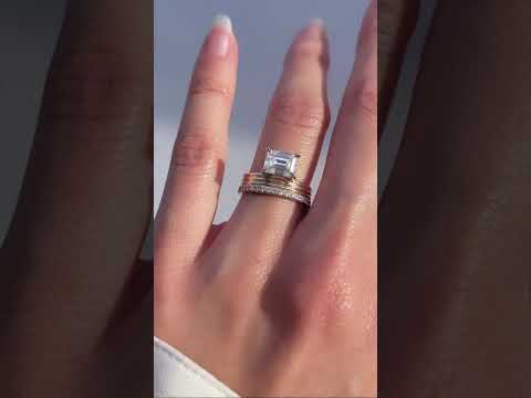 1.0CT-2.0CT Emerald Cut Moissanite Diamond Thick Engagement Ring