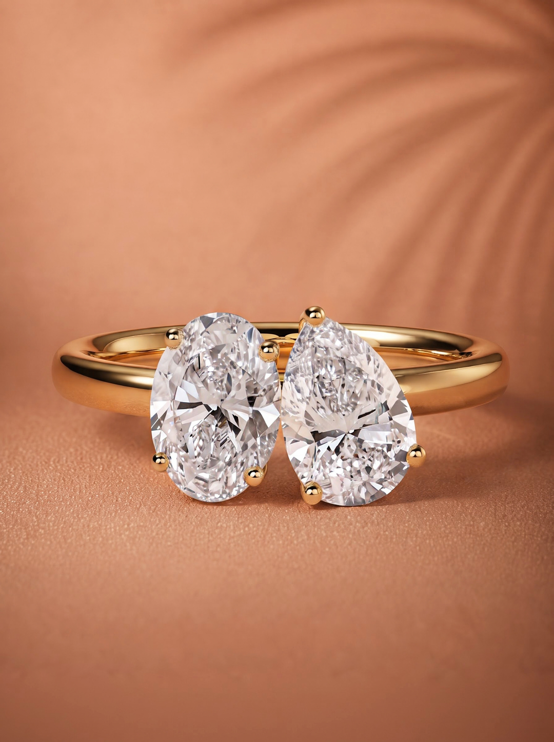 Oval &amp; Pear Lab Grown Diamond Toi Et Moi Engagement Ring