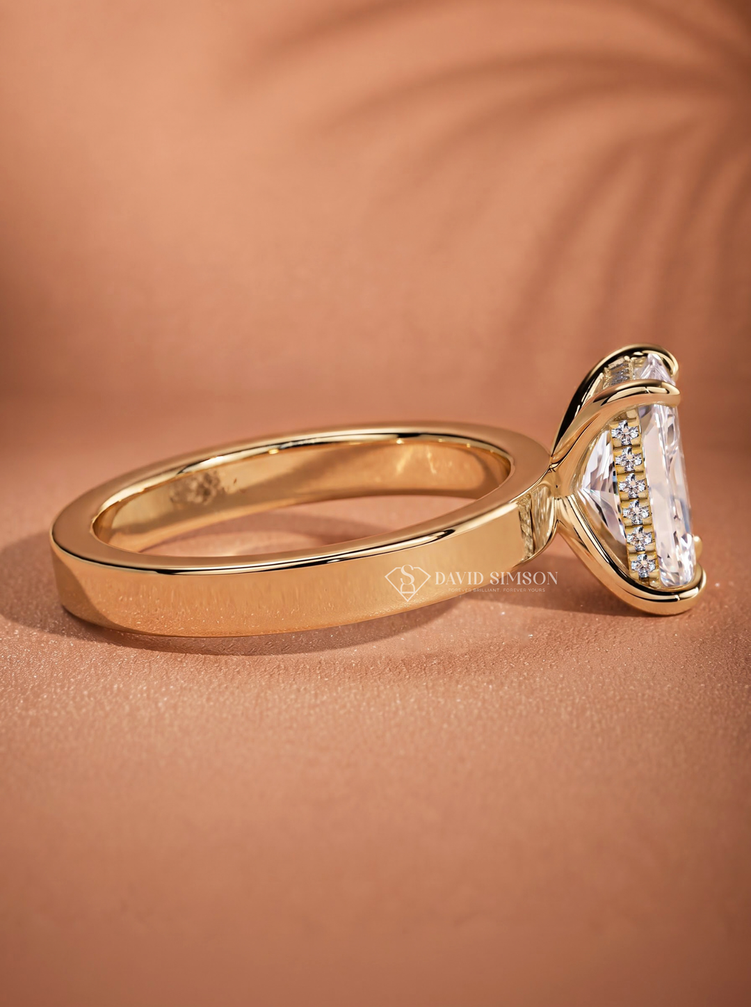 2.0CT to 3.0CT Radiant Lab Grown Diamond Thick Band Hidden Halo Engagement Ring