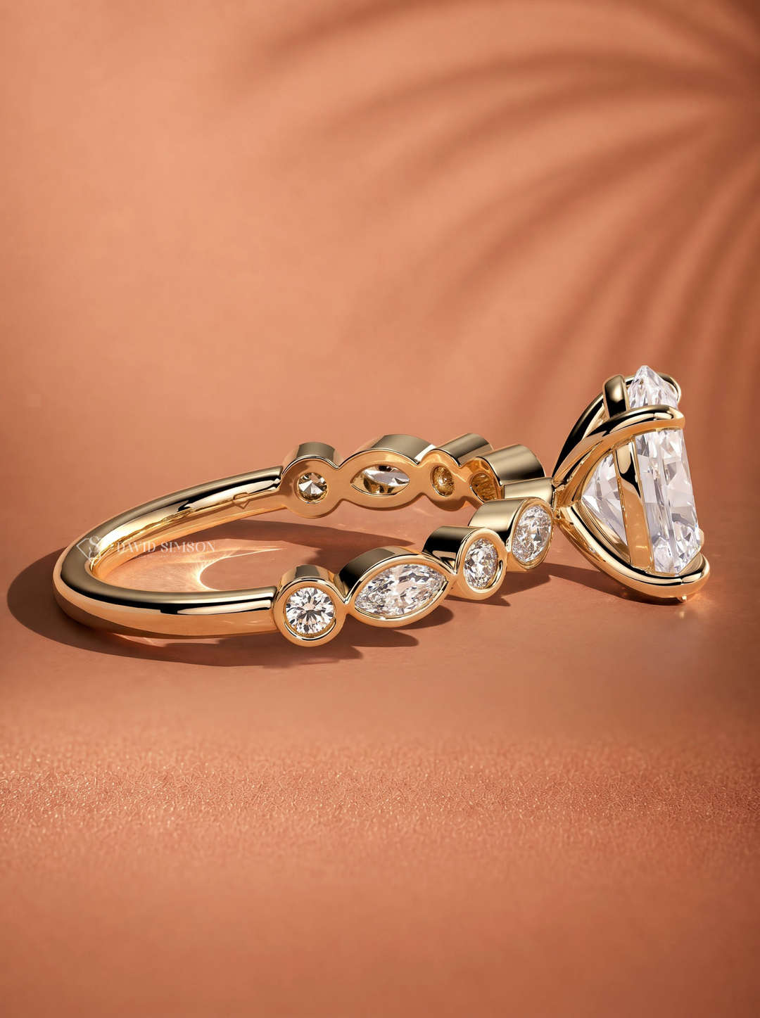 2.0CT to 3.0CT Oval Lab Grown Diamond Marquise Bezel Accent Engagement Ring