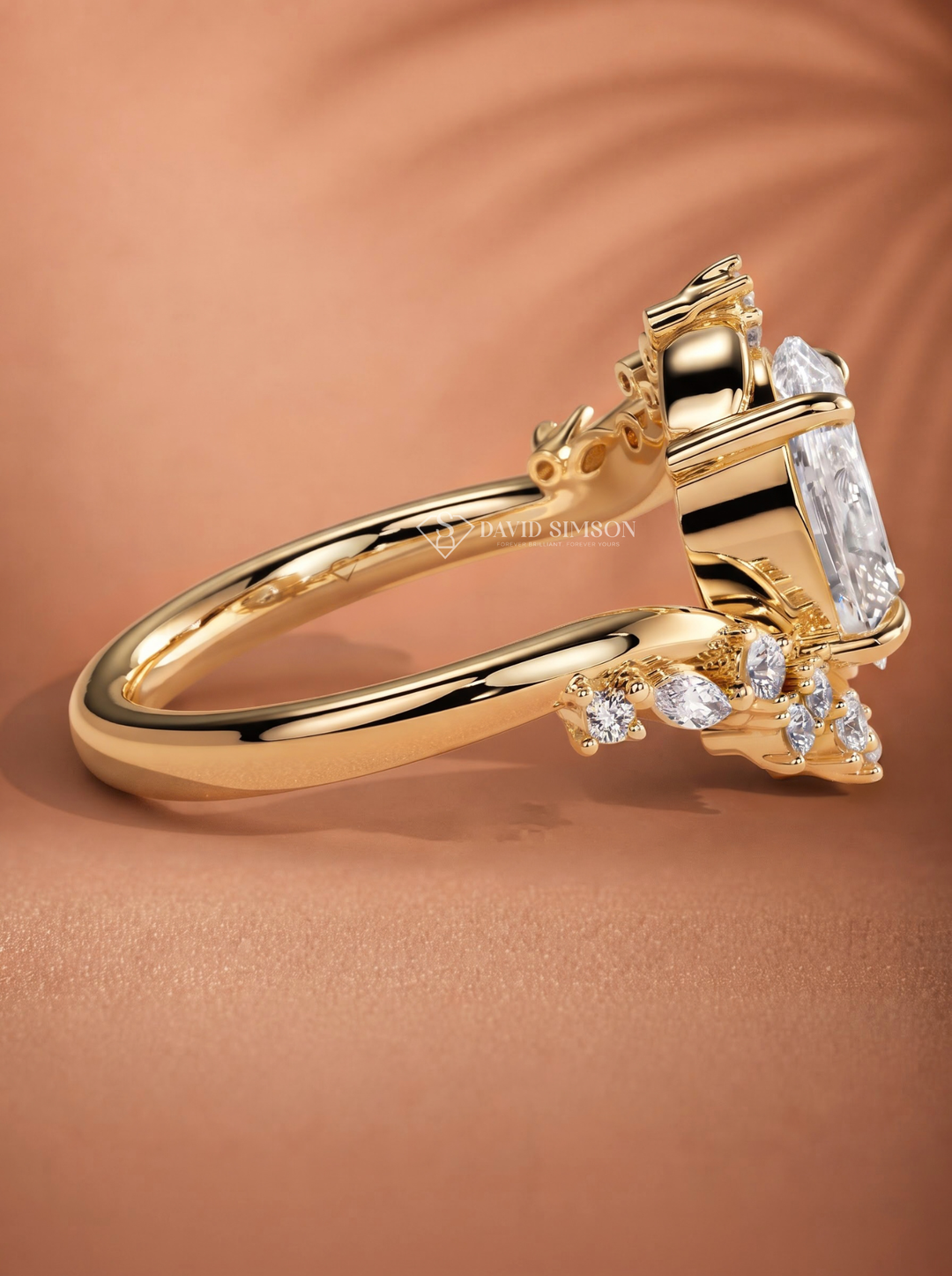 2.0CT to 3.0CT Oval Lab Grown Diamond Bypass Floral Engagement Ring