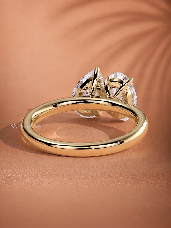 Oval &amp; Pear Lab Grown Diamond Toi Et Moi Engagement Ring