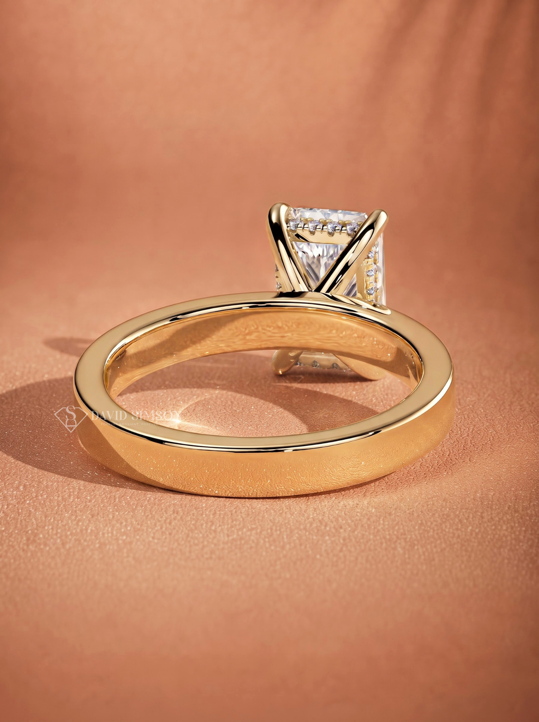 2.0CT to 3.0CT Radiant Lab Grown Diamond Thick Band Hidden Halo Engagement Ring
