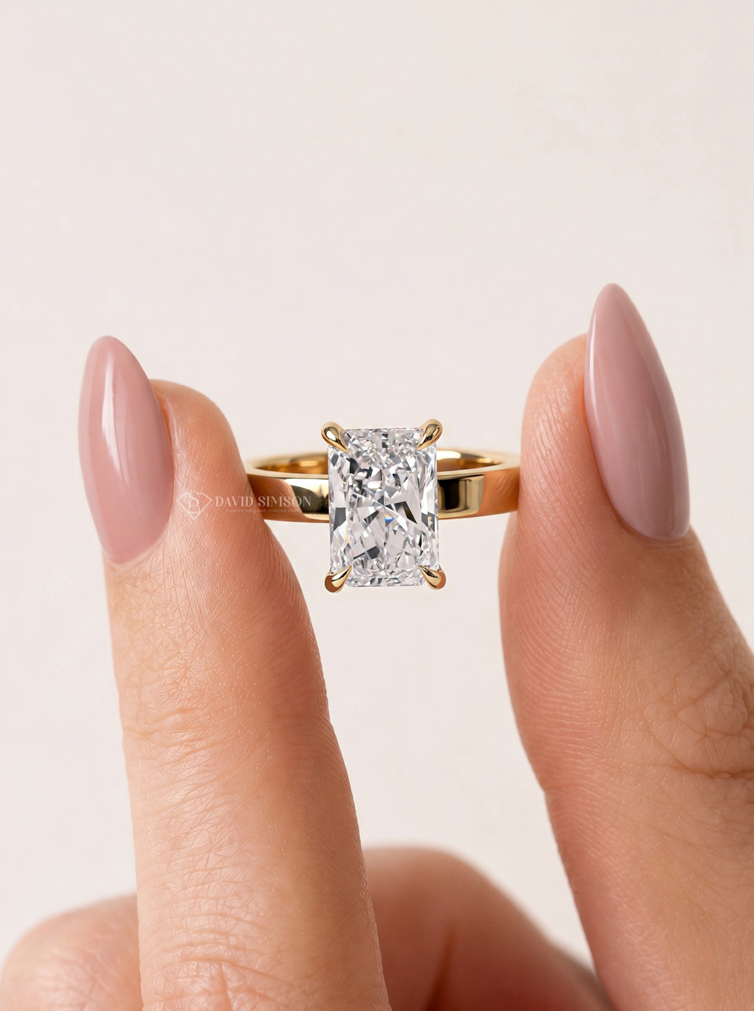 2.0CT to 3.0CT Radiant Lab Grown Diamond Thick Band Hidden Halo Engagement Ring