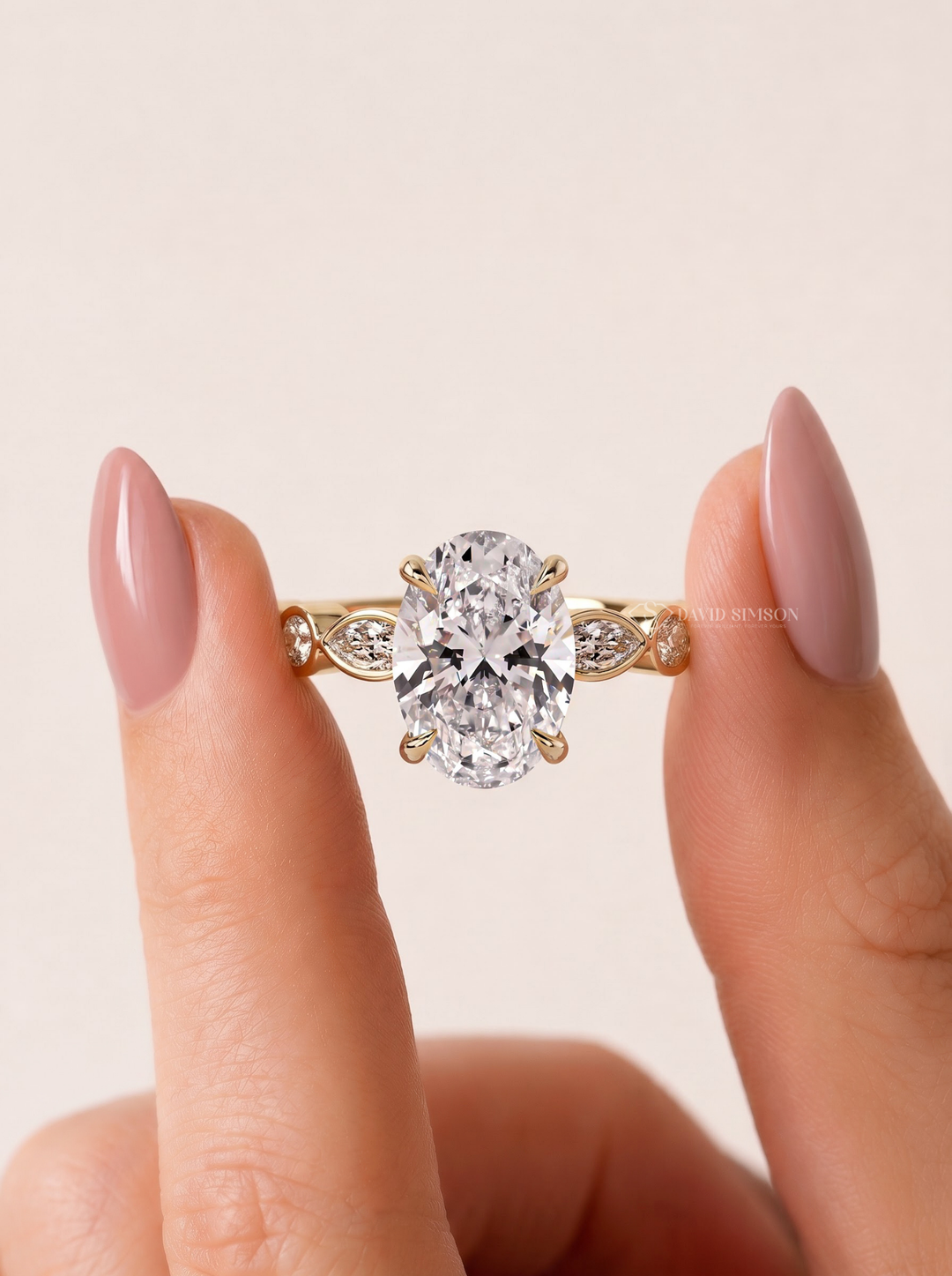 2.0CT to 3.0CT Oval Lab Grown Diamond Marquise Bezel Accent Engagement Ring