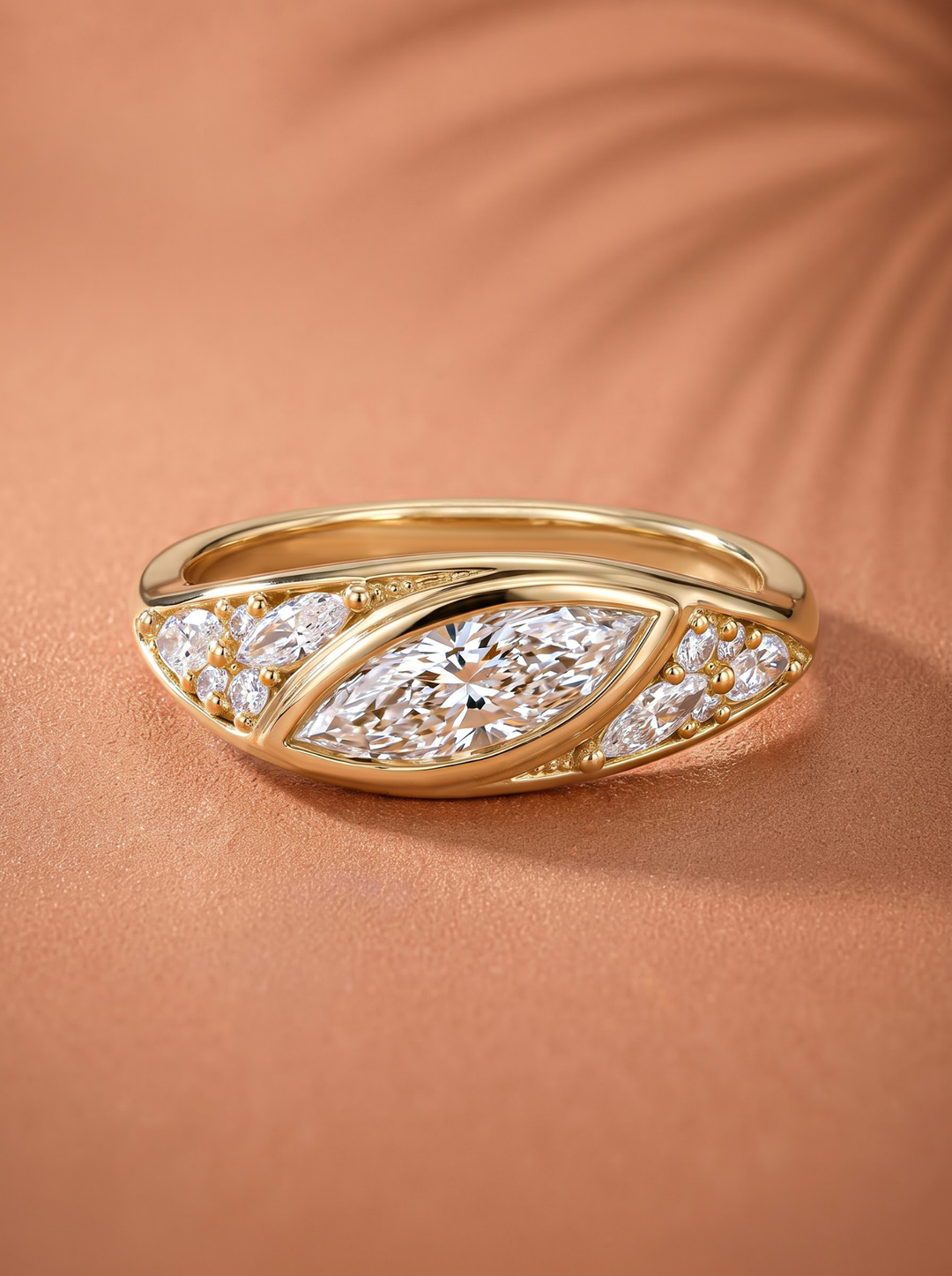 2.0CT to 3.0CT East West Marquise Cluster Lab Grown Diamond Engagement Ring For Her
