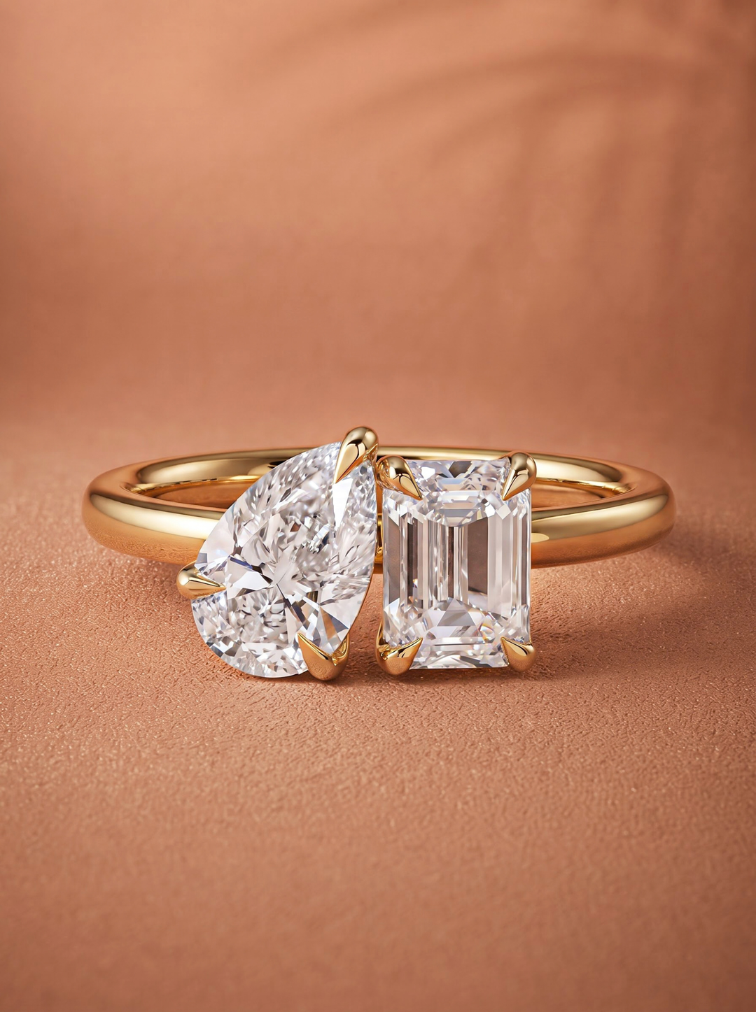 Pear &amp; Emerald Cut Lab Grown Diamond Toi Et Moi Engagement Ring