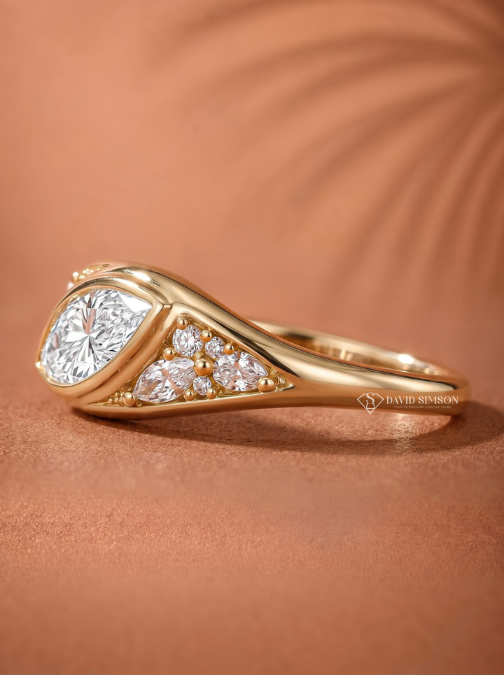 2.0CT to 3.0CT East West Marquise Cluster Lab Grown Diamond Engagement Ring For Her