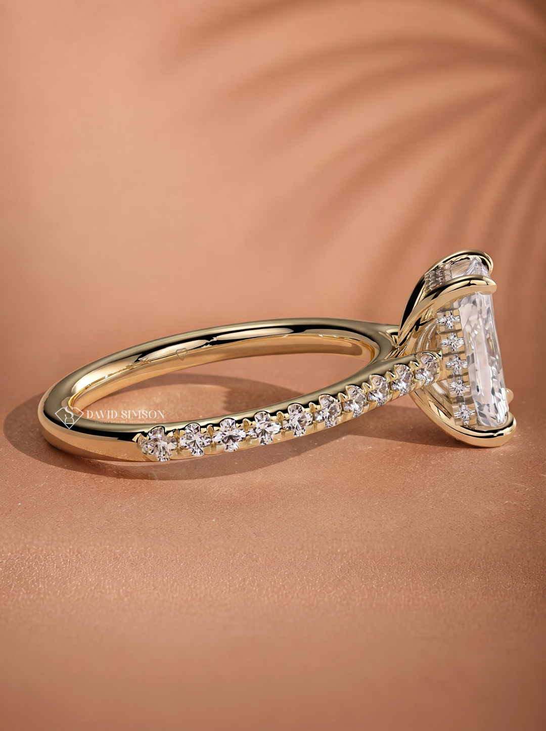 2.0CT to 3.0CT Radiant Lab Grown Diamond Hidden Halo Cathedral Pave Engagement Ring
